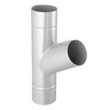 Afvoerbuis T-stuk 60 graden van staal in zilver-metallic (RAL 9006) met polyurethaan coating