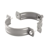 Valbuisklem van staal in grijs aluminiumkleurig (RAL9007) met schroeven, hoofdaanzicht