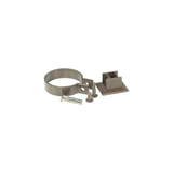 Plastmo regenpijpbeugel van bruin PVC met schroef en plug, losse onderdelen naast elkaar