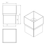 Technische tekening van de regenpijpverbinder met afmetingen 79.7, 110, 50 en 75 mm