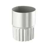 Afvoerbuisverbinder van staal, Zilver-Metallic (RAL 9006), met geribbeld onderste gedeelte