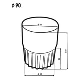 Technische tekening afvoerbuisverbinder, diameter 90 mm, hoogte 110 mm, met afmetingen