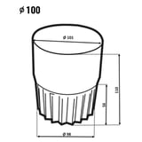 Technische tekening regenpijpverbinder, diameter 100 mm, met afmetingen van 110 mm en 56 mm