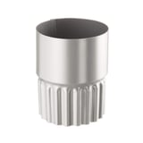Afvoerbuisverbinder van staal, grijs aluminiumkleurig RAL9007, met geribbeld onderste deel
