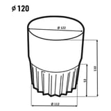 Technische tekening regenpijpverbinder verzinkt met afmetingen, diameter 120 mm