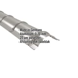 Nokvorst halfrond aluminium, 0,70 mm, RAL9007, met ingebedde specificaties en herkomstland