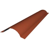 Halfronde nokvorst van staal, 0,50 mm dik, in terracotta kleur met 40 µm Grandemat coating, hoofdaanzicht