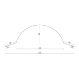 Technische tekening nokvorst halfrond groot met afmetingen: 310 mm totale breedte, 82 mm hoogte