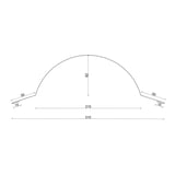Technische tekening nokvorst halfrond met afmetingen: 310 mm totale breedte, 82 mm hoogte