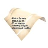 Nokvorst halfrond klein, Licht Ivoor (RAL 1015) met ingebedde productgegevens over materiaal en coating
