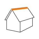 Schematische weergave van een zadeldak met oranje gemarkeerde nokvorst