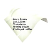 Nokvorst halfrond klein, Grijswit RAL 9002, met ingebedde productgegevens over materiaal en coating