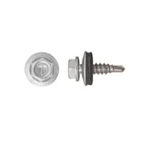 RVS schroef Zilver-Metallic met afdichting, bovenaanzicht en zijaanzicht, Polmetal
