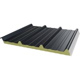 Sandwichpaneel Roof 1000-40 antracietgrijs, schuin aanzicht met isolatiekern