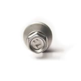 Detailaanzicht kop van een verzinkte schroef Zilver-Metallic met zeskant en afdichtring