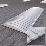Gebogen lichtplaat van helder polycarbonaat, 10 mm, gemonteerd op een dak