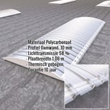 Gebogen lichtplaat van helder polycarbonaat, 10 mm, met ingebedde productgegevens