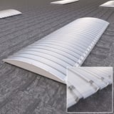 Gebogen lichtplaat polycarbonaat 20mm, hoofdaanzicht op een dak, detail van de bevestiging