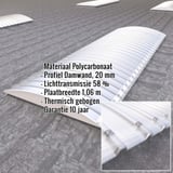 Gebogen polycarbonaat lichtplaat 20 mm, helder, met ingebedde productgegevens