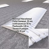 Gebogen, heldere Stabilight polycarbonaat lichtplaat 20mm met ingebedde productgegevens