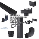 Stalen bakgoot voordeelpakket, gitzwart RAL 9005, met accessoires en ingebouwde specificaties