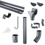 Complete set grafietgrijze stalen dakgoten en accessoires, Niagara