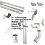 Stalen dakgoot voordeelpak met accessoires en ingebedde specificaties