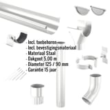 Stalen dakgoot voordeelpakket Zilver-Metallic met accessoires en ingebedde specificaties