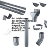 Stalen dakgoot voordeelpakket 8,00 m | Ø 125/90 mm | 7016 - Antracietgrijs