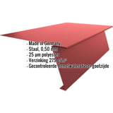 Startprofiel voor felsplaat PD-510-S in kersrood, met ingebedde gegevens zoals materiaal, dikte en coating