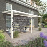 Terrasoverkapping RAL 9001 met polycarbonaat dak 16 mm, kerngegevens weergegeven