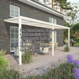Terrasoverkapping 16 mm, RAL 9001, met ingebedde specificaties over materiaal en afmetingen