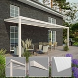 Terrasoverkapping RAL 9001 met 16 mm polycarbonaat dak, detailaanzichten van profielen