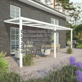 Terrasoverkapping 16 mm, RAL 9016, met ingebedde specificaties over materiaal en afmetingen