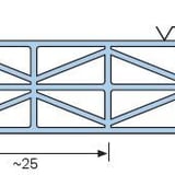 Technische tekening van de 16 mm polycarbonaatplaat met kamerstructuur en UV-bescherming