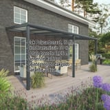 Terrasoverkapping RAL 7016 met polycarbonaat dak 16 mm, specificaties als tekst getoond