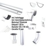 Titaanzink dakgoot voordeelpakket met accessoires en ingebouwde specificaties