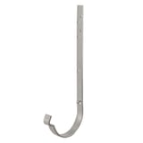 Universele gootbeugel van staal, aluminiumkleurig (RAL9007), met voorgeboorde gaten