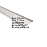 Dorpel uit staal, 0,50 mm, lichtgrijs RAL 7035, met 25 µm polyestercoating en ingebedde specificaties