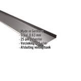 Vensterbank uit staal, 0,63 mm, RAL 8017 Chocoladebruin, 25 µm polyestercoating, met ingebedde gegevens