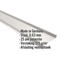 Dorpel uit Grijswit (RAL 9002) staal, 0,63 mm dikte, met ingebedde gegevens