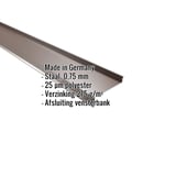 Vensterbank Notenbruin (RAL 8011) staal 0,75 mm, 25 µm polyester, met ingebedde specificaties