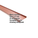 Vensterbank Koperbruin RAL 8004 van staal 0,75 mm met 25 µm polyestercoating, specificaties weergegeven