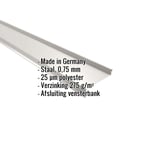 Vensterbank Grijswit RAL 9002 van staal 0,75 mm met 25 µm polyestercoating, specificaties weergegeven