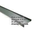 Vensterbank aluminium mosgroen RAL 6005 met ingebedde gegevens over materiaal, dikte en coating