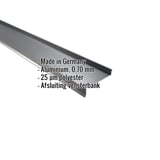 Vensterbank aluminium antracietgrijs, detail met ingebedde specificaties voor materiaal en coating