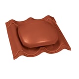 Dakvlakontluchter van kunststof in terracotta (RAL 8004), op gegolfd dakpanprofiel
