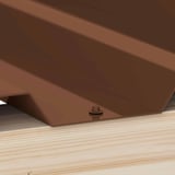 Verzinkte schroef in Notenbruin (RAL 8011) gemonteerd in diepe golf op houtconstructie, detail