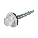 Verzinkte schroef Zilver-Metallic met afdichtring, zeskantkop en boorpunt