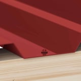 Verzinkte schroef in Bruinrood (RAL 3011) gemonteerd in diepe golf van een profielplaat op houtconstructie